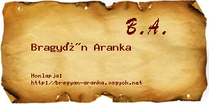 Bragyán Aranka névjegykártya